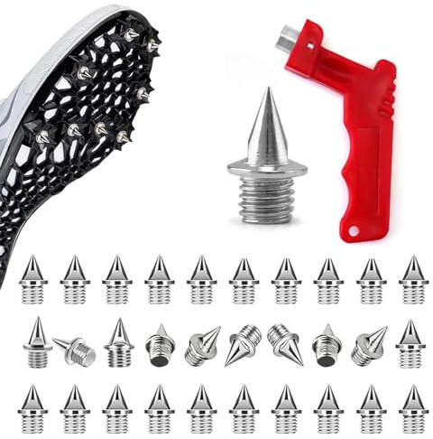 30 Piezas Reemplazo de Clavos Atletismo 6.4mm, con Llave de Clavos para Zapatos de Atletismo con Llave de Punta Resistentes de Campo Traviesa para Saltar, Correr, Senderismo, Pista de Plástico