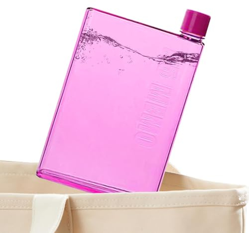 Flat Square Water Bottle for Handbag, Book Drink Bottle, Leak Proof Reusable Paper Pad Water Bot-tle for Sports, Travel, School