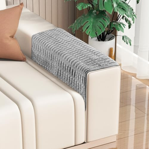 Sofa Armrest Cover, 2pcs Anti-Slip Couch Arm Protectors, Embossed Chenille Fabric Stretch Couch Arm Cover, Washable Pet Dog Couch Covers for Office, Leather Sofa, Recliner,Chairs(Dark Gray, 46x66cm)