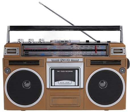 Generic Lettore di Cassette Radio Portatile con connettività Registratore Multiuso Multiuso per Anziani, Bambini Non Inclusi Batterie (Spina europea)