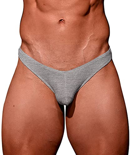 Jockstrap Uomo Sexy, perizoma da uomo in cotone, biancheria intima, tinta unita, doppia costa, ultra sottile, traspirante, perizoma leggero, basso, per la casa e l'attività all'aria aperta, grigio