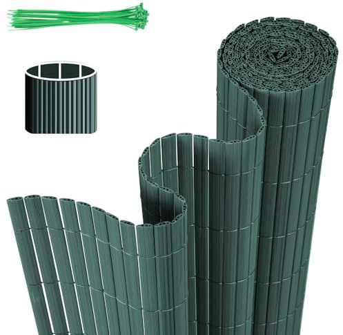 Monucep Esterilla de protección visual de PVC, 80 x 800 cm, valla de protección visual, triple refuerzo, protección visual para balcón, con bridas, protección contra el viento, resistente a la