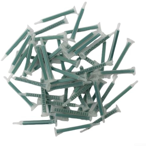 HomeVortex 50 puntas de mezcla 2K, boquillas mezcladoras estáticas para jeringas dispensadoras de resina epoxi, manguera AB de 16 nudos con 83 mm de longitud y 7,6 mm de diámetro exterior