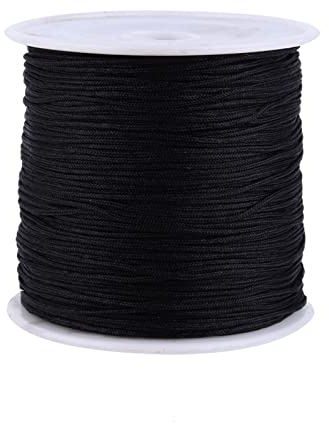 Haofy Nylonsladd, nylon p?rltr?d kinesisk knut sladd makram¨¦ shamballa-g?nga svart f?r g?r-det-sj? smyckestillverkning (svart)
