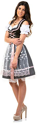 Dirndl Trachtenkleid Damen Sarah IN SCHWARZ 3.TLG 34