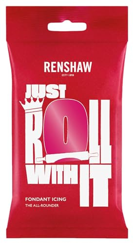 Renshaw - Fondant Fushia Pink 250g, Pâte à Sucre Prêt à l'Emploi, Optimal pour Recouvrir et Décorer Gâteaux, Cupcakes et Biscuits, Rose Fuchsia, 250 g