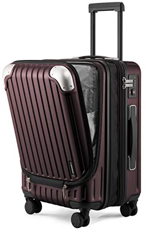 LEVEL8 Carry-on Suitcase 20-Inch, Expandable 4 Wheel Hand Luggage, ABS+PC Hardshell Spinner Trolley Lightweight with Laptop Compartment, TSA, Red