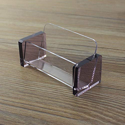 Soporte de plástico acrílico para tarjetas de visita, dispensador de escritorio, organizador de tarjetas, transparente para escritorio de oficina (1 paquete, marrón)