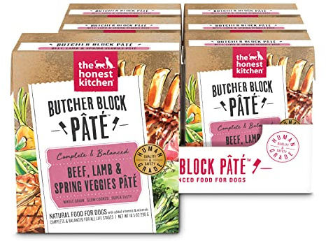 The Honest Kitchen Human Grade Butcher Block Pâté Wet Dog Food - Beef, Lamb & Spring Veggies, 10.5 Ounce Box (Pack of 6)