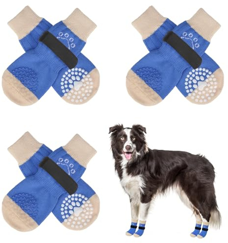 SCENEREAL 6Pcs Anti Slip Dog Socks to Prevent Licking Paws for Hot/Cold Pavement, Dog Grippy Socks for Hardwood Floors, Dog Shoes for Boots & Paw Protectors for Puppy Small Medium Large Senior Dogs