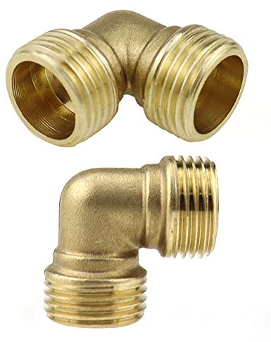 UYUYong 2 Stück Winkel 1/2 zoll Messing Außengewinde Winkel 90 Grad Winkelverschraubung BSP 1/2 Verbindungsstück für Rohranschluss Wassertank Garten