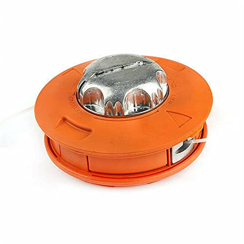 Universal Grass Trimmer Head, M10 x 1.25 Left Hand Thread Replacement Trimmer Spool Head, Aluminum Nylon Brush Mower Bump Spool, for Brush Cutters, Grass Cutters, Lawn Mowers, Orange