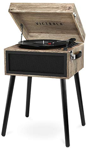 Victrola Liberty - Bluetooth Record Player – 5-in-1 Turntable with Vinyl Stream, FM Radio, USB Playback, Built-in Speakers, Use as Stand or Tabletop Player (Farmhouse Oatmeal)