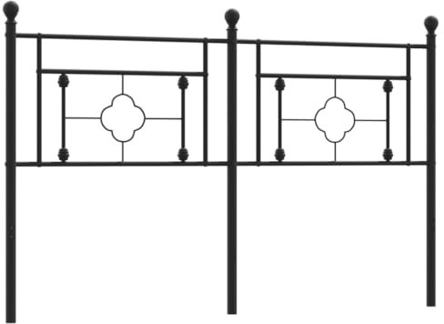 vidaXL Kopfteil, Bettkopfteil mit Metallbeinen, Betthaupt für Bett Metallbett Doppelbett, Bettzubehör Schlafzimmer, Schwarz 150cm Metall