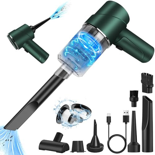 YUEJIDZ Aspirador de Mano & Soplador de Polvo Potente, 7000Pa 120W Aspiradora de Mano sin Cable HEPA Filtro Lavable, Recargable Carga Rápida USB, para Coche, Hogar, Oficina, Pelo de Mascotas