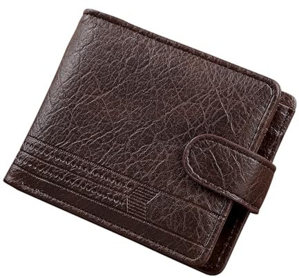 AdiStylinno Carteras para Hombre, Minimalista PU Piel Cartera con Monedero, Gran Capacidad Billetera Hombre Tarjeteroe con 7 Ranuras para Tarjetas, 2 Ranuras para Efectivo,1 Bolsillo de Moneda (Café)
