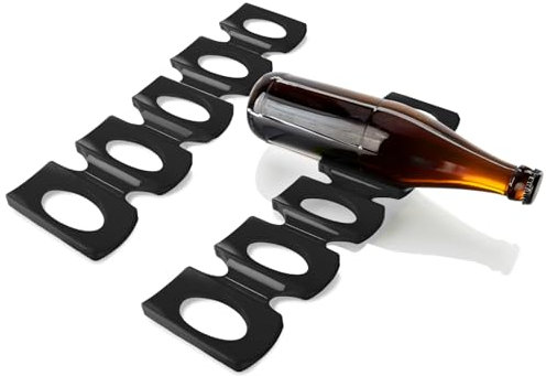 com-four® 2X Flaschenhalter Kühlschrank – Faltbare Silikon Flaschenablage, Bier- & Weinhalter, Getränke Organizer, Dosenhalter Stapelhilfe, rutschfeste Flaschenaufbewahrung für die Küche (schwarz)