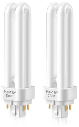 Glintbay13W GX24Q-1 4Pin CFL Bulb, G24q Compact Fluorescent Lamp, 2700k Warmwhite Gx24q-1 Light Bulb,2U Shade 4 pin Energy Saving Bulb,AC220-240V