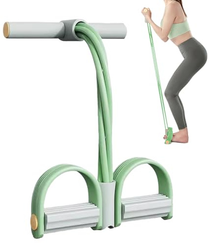 Pedalbeständigt band, 4-rörs träningsreppedal med handtag – elastiskt dragband, träningsutrustning för handledssträckning arm ben kärna bantning midja