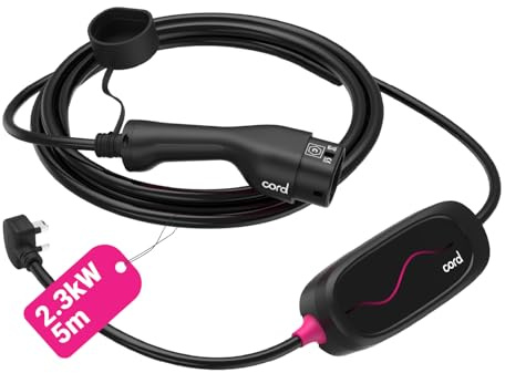 Cord Lite Type 2 Portable EV Charger, 5 Metre, Granny UK 3 Pin Plug