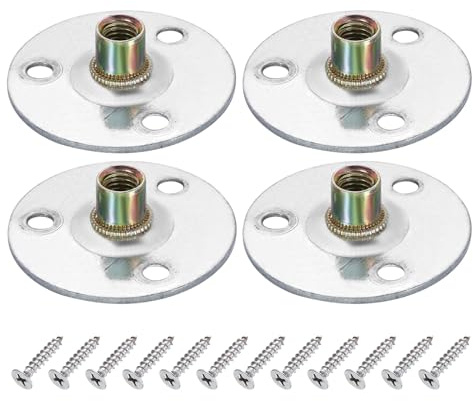 QUARKZMAN 4 st M8 fjärilsmuttrar med hål, rund bas på 50 mm/2 tum flänsmuttrar med kvinnlig gänga och monteringsskruvar för trämöbler