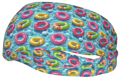 Bandas para el sudor para mujeres y hombres – Colorido anillo de natación estampado que absorbe la humedad diadema deportiva para hombres, diademas elásticas de entrenamiento para mujeres para correr