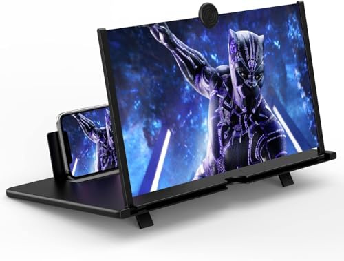 SagTuol Amplificador de Pantalla para movil, Lupa para móvil 20 Pulgadas, 3D HD Amplificador Pantalla movil para Ver películas y vídeos para Todos los Smartphones (Negro, 20 Zoll)