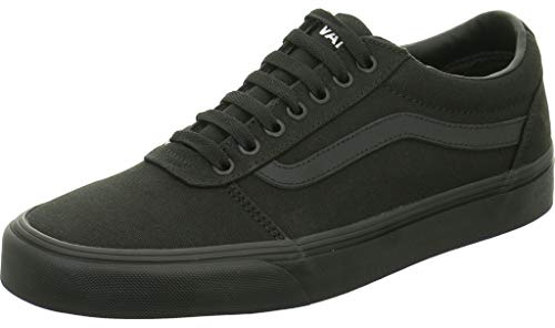 Mens Vans Size 5.5, Ward Sneaker Black Canvas Lace Up Shoes, Low Top Men's Trainers, Lightweight Sports Shoes by Vans Active Wear Range (5.5 UK)