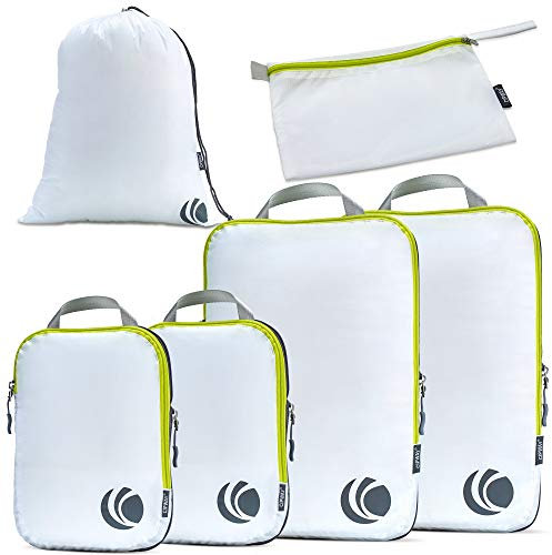 Cipway Kompressions-Packwürfel-Set, ultraleicht, erweiterbar, Reise-Organizer für Handgepäck (weiß, 6 Stück)