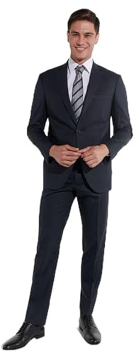 Steffen Klein Herren Anzug Wolle| Business Anzug | Marine| Regular Fit | Klassischer Stil, Elegant | Bequeme Passform und Professioneller Look | Unvergleichbarer Komfort | Größe: 56
