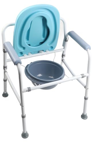 Silla De Habitación Con Inodoro Plegable Antideslizante Silla De Wc Con Reposabrazos Altura Ajustable Plegable Cómoda y Segura Para Ancianos Mujeres Embarazadas Minusválidos Discapacitados