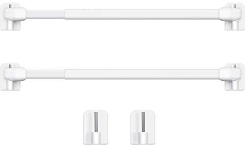 Barra de Cortina de Plástico Ajustable 15,7-27,5 Pulgadas Varilla de Cortina Ducha Autoadhesiva Barra de Tensión Accesorio de Cortina sin Taladro para Ventana Armario Hotel Baño (Blanco, 2)