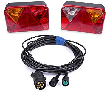 UNITRAILER 2 Feux Arrière pour Remorque DPT 35 avec Faisceau 7 Broches – Câble de 4 m et Connecteurs Baïonnette 5 Broches – Prêts à l’Installation