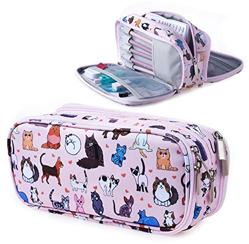 LParkin Süße Katze Bleistiftbeutel Tasche für Lehrer Gadgets Make-up Kosmetiktasche Schultasche