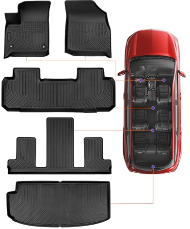 for Chevy Traverse 2018-2023 Floor Mats & Cargo Liner ONLY for 7 Seats Bucket Seats, All Weather TPE Rubber Mats for Chevy/for Chevrolet Traverse Accessories (Fit 2024 Traverse Limited)