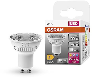 OSRAM LED SPOT PAR16 55 mit drei Lichtfarben, GU10, 4,2W, 400lm, 2700K - 6500K, Warm-, Kalt- und Tageslichtweiß, Farbtemperaturwechsel, sehr geringer Energieverbrauch, lange Lebensdauer