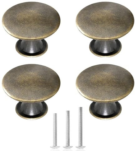 ShipeeKin Juego de 4 pomos para muebles de 30 mm para tocador, armario, baño, oficina, cocina (Bronce antiguo)