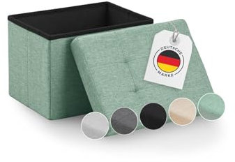 Blumtal Sitzbank mit Stauraum - Truhenbank mit Stauraum 41x31x31 cm - Sitztruhe mit Stauraum - Sitzwürfel - Aufbewahrungsboxen - Sitzbank klein - Spielzeug Aufbewahrung - Polsterhocker in Türkis hell