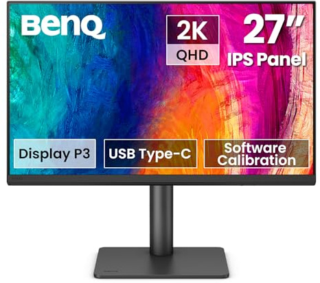 BenQ PD2706QN 27” 2K QHD (2560x1440) Monitor for Designers, IPS, 95% P3, 100% sRGB/Rec.709, 90W USB-C, 100Hz, Software Calibration, Daisy Chain(MST), Anti-Glare Nano Matte Panel, Height Adjustable