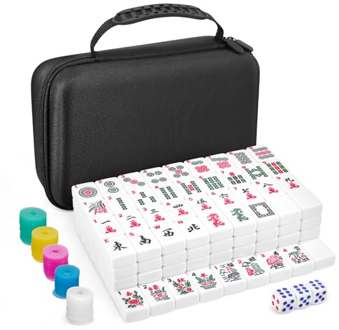 Beolisave American Mahjong Tile Set, 166 1.2 inch Mahjong Game Set with Carrying Bag/Dice/Chips, Mah Jongg Tiles Sets Portable Travel, Ideal Gifts for Mahjong Players