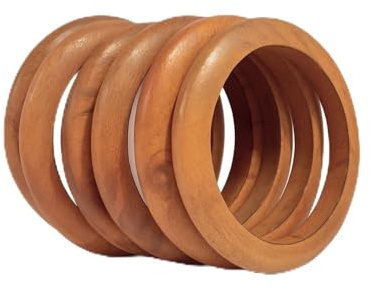 SHAFA IMPEX Wooden Bangles for Women Multi Layer Stackable Textured Set of 6 Handmade Vintage Wood Bracelets Jewelery Gift Artisan Bangles for Women (67 mm)