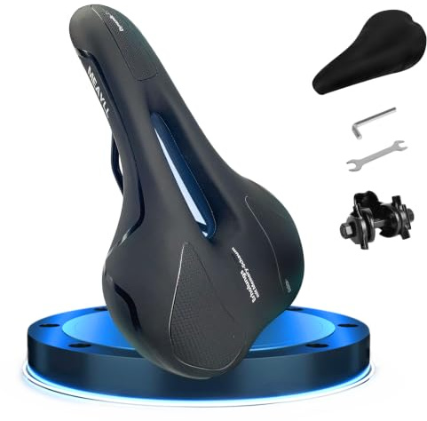 Selle de vélo pour homme et femme confortable et douce – Selle de vélo ergonomique avec répartition optimisée de la pression et mousse à mémoire de forme, selle confortable pour trekking, voyages