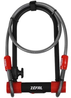 268090 - cadenas anti-vol en acier 13mm + câble, Black Red