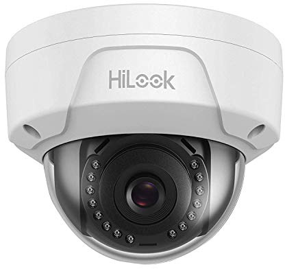 HiLook HIKVISION By Hikvision IPC-D121H-M - Telecamera a cupola da 2,8 mm, 2 MP, 1080p, con visione notturna da 30 m, obiettivo grandangolare IP67, impermeabile PoE