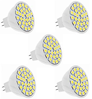 Lampadine a LED MR16 24 V ingresso con base GU5.3 equivalente a 30 W alogena di ricambio 4 W 24 V faretto con 300 lumen confezione da 5 (colore: bianco caldo)