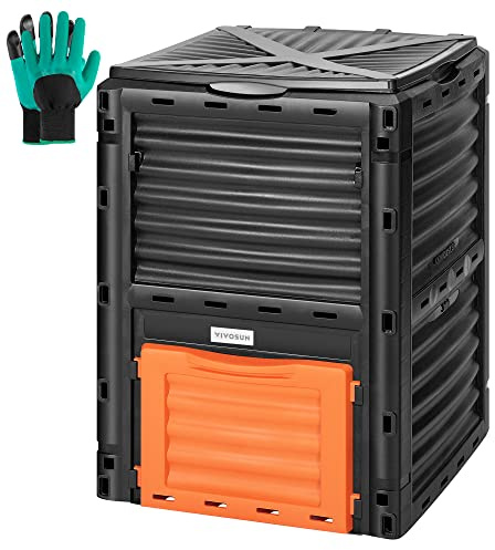 VIVOSUN Contenedor de compostaje de 80 galones (300 L), compostador para Exteriores con Gran Capacidad y fácil Montaje, Barril de Compost para una rápida creación de Suelo fértil