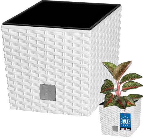 KOTARBAU® Vaso da fiori da 200 mm, con vaso interno, per piante, colore: bianco