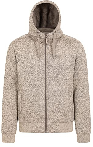 Mountain Warehouse Hoodie Hommes Nevis - Polaire Douce, Chaud, Confortable, Capuche Ajustable, Poches Avant Zip intégral - Marche, Course, Hiver Beige XL