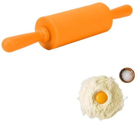 Mattarello, mattarello in silicone antiaderente da 9 pollici Mini mattarello Rullo per pasta in silicone Piccolo mattarello per bambini Cottura al forno(Arancia)