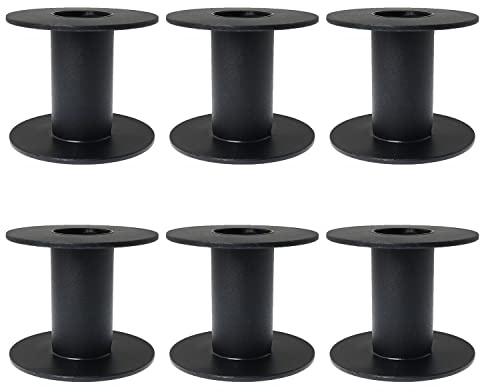 Bobina de plástico RLECS 6 carretes vacíos de bobina negra de 71 mm para hilo de bordar, hilo, cinta, manualidades y costura